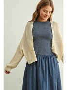 Long Sleeve Cropped Cardigan - Beige