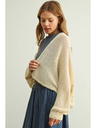 Long Sleeve Cropped Cardigan - Beige