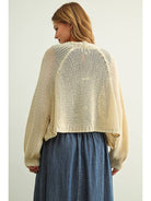Long Sleeve Cropped Cardigan - Beige
