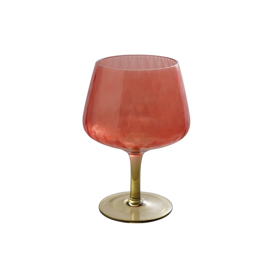 14 oz. Ribbed Stemmed Wine Glass, Red & Olive Green