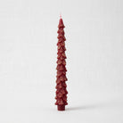 Unscented Tree Shaped Taper Candles with Gold Tips in Box, Burgundy, Set of 2