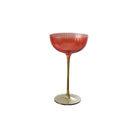 10 oz. Ribbed Stemmed Coupe Glass, Red & Olive Green