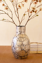 Spun Bamboo Vases with Capiz Shell Detail / Narrow