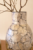 Spun Bamboo Vases with Capiz Shell Detail / Narrow