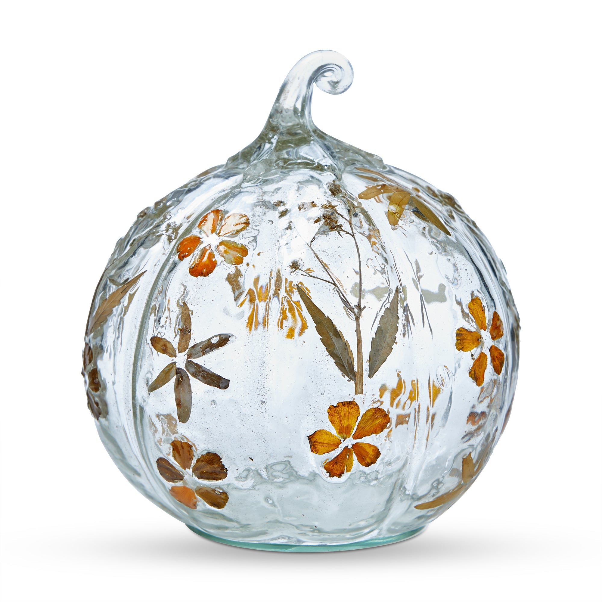 Glass Floral Pumpkin Decor