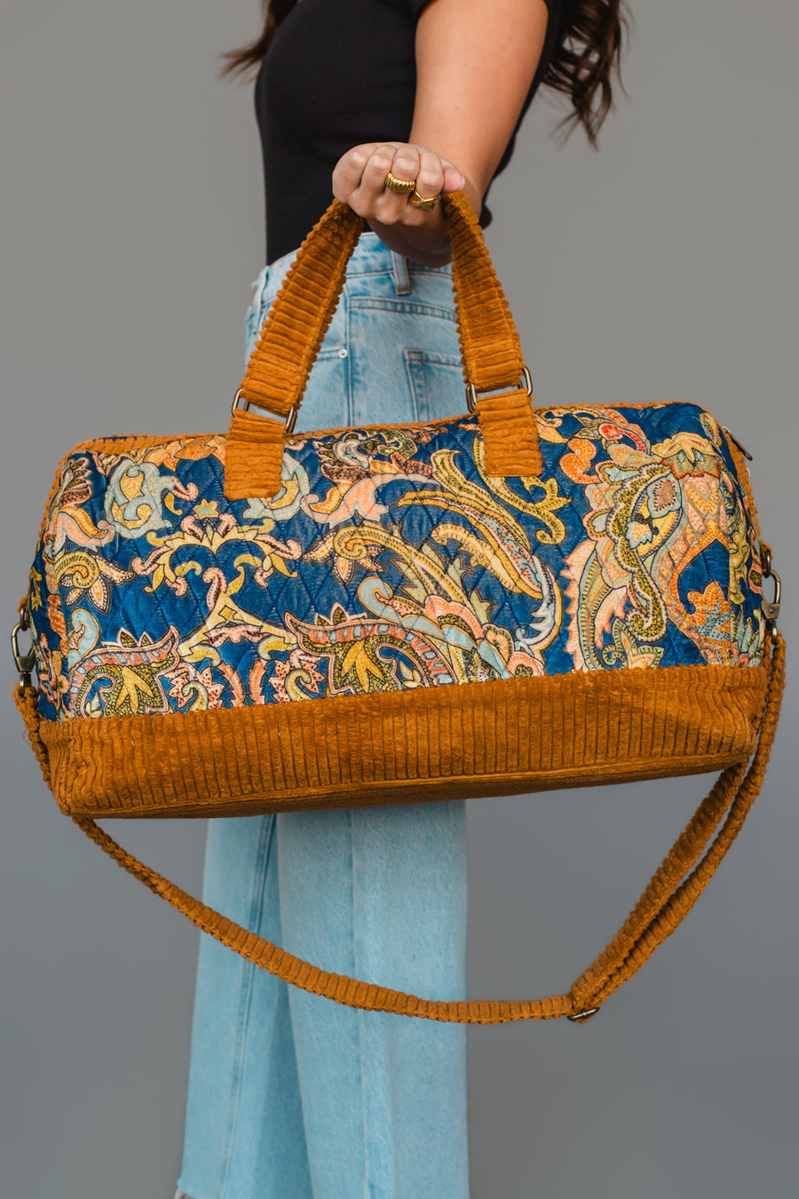 Mustard & Multicolored Patterned Duffel