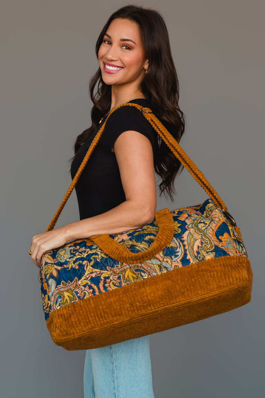 Mustard & Multicolored Patterned Duffel