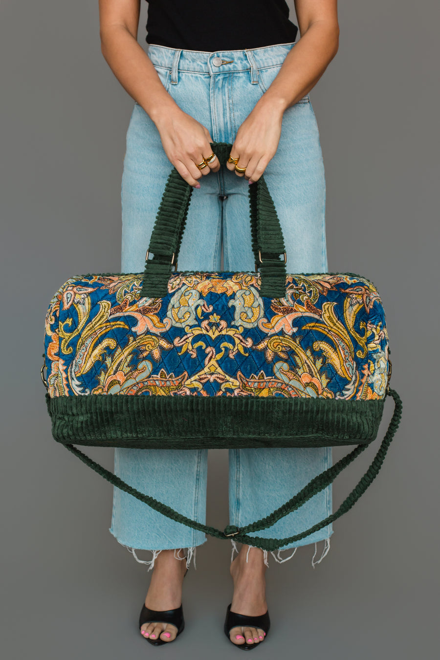 Green & Multicolored Patterned Duffel