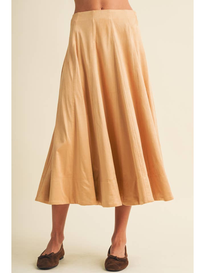 A-Line Gored Panel Midi Skirt