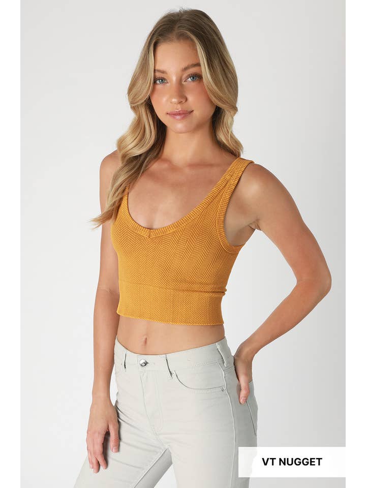 NS8188 - Vintage Reversible Herringbone Crop Top