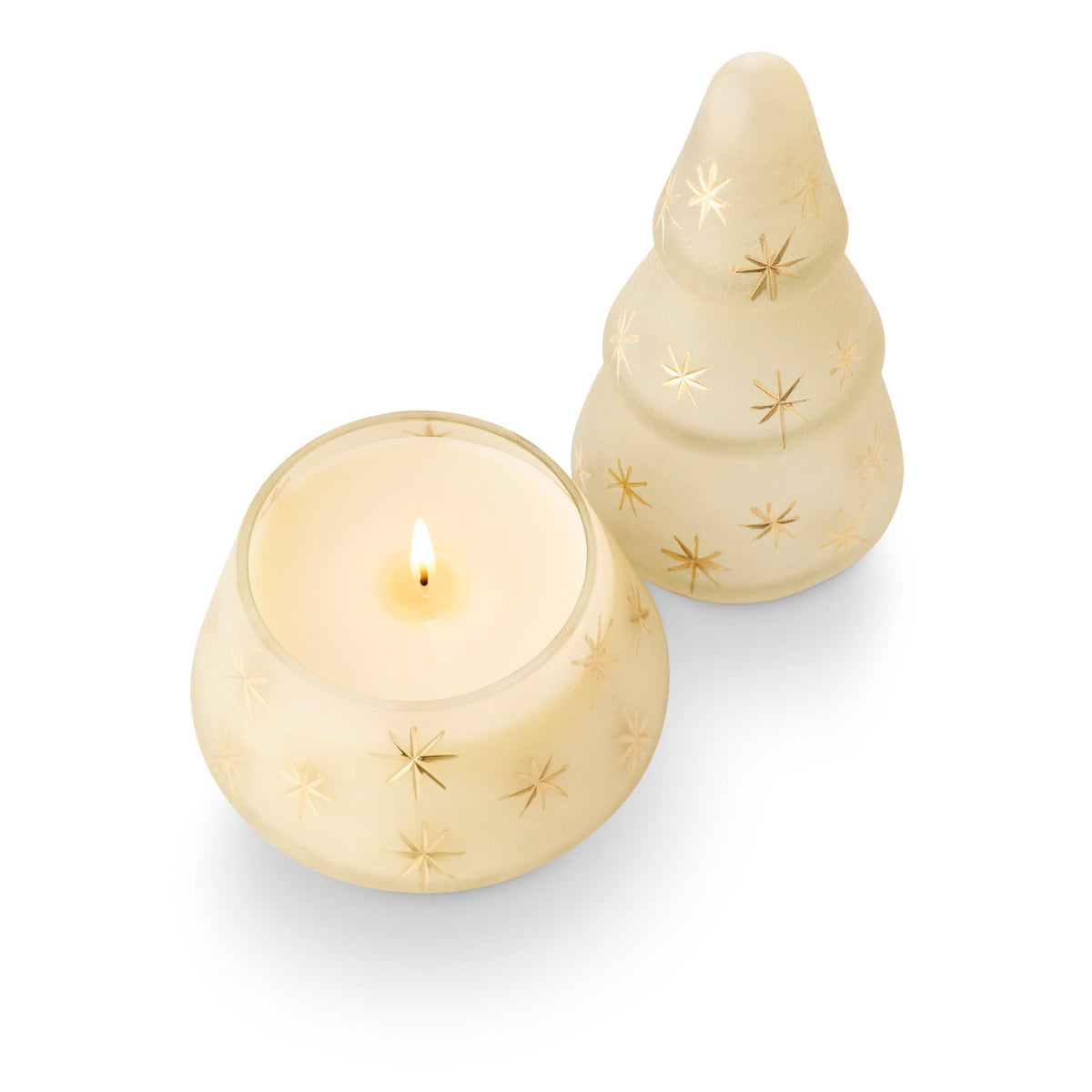 Winter White Frosted Star Glass Tree
