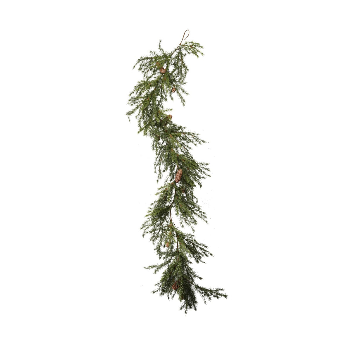 Faux Cedar Garland with Natural Pinecones