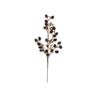 Faux Berry & Leaves Stem with Glitter, Gold Finish & Burgundy