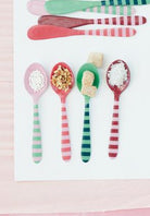 Enameled Stainless Steel Spoon with Striped Handle, 4 Colors