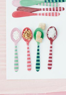 Enameled Stainless Steel Spoon with Striped Handle, 4 Colors