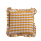 18" Square Cotton Pillow with Check Pattern & Ruffle