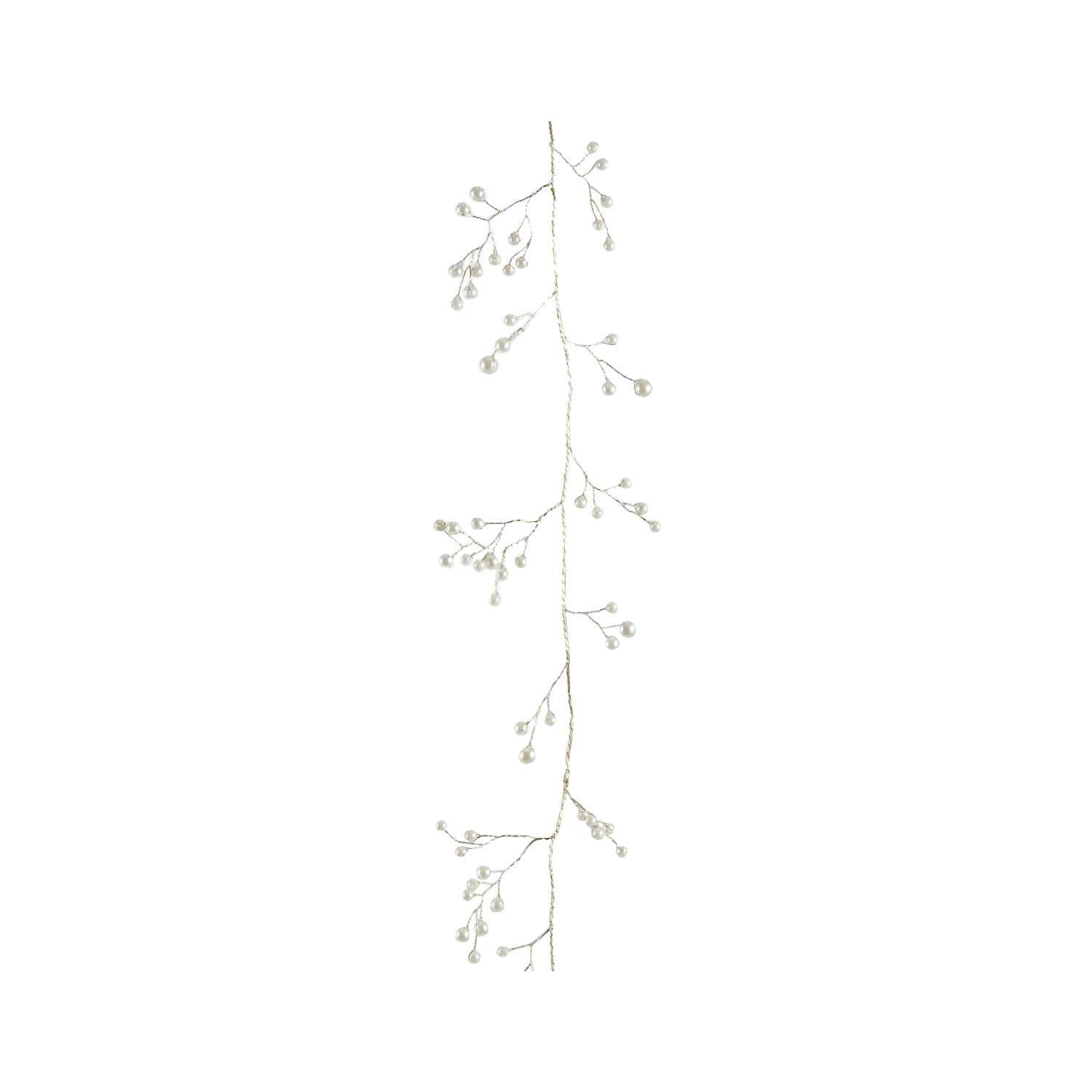 Metal Wire Garland with Faux Pearls, Gold Finish
