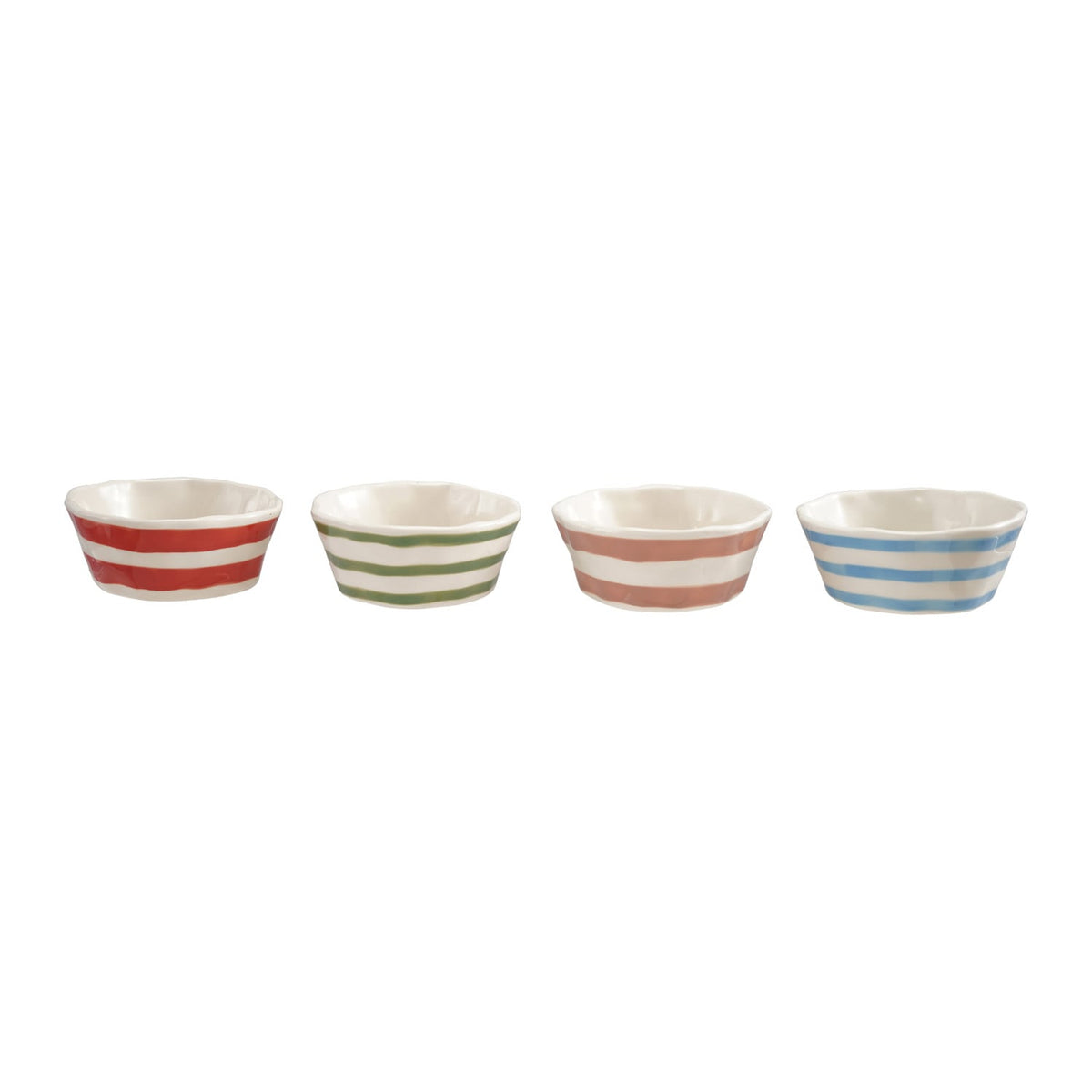 Hand-Painted Stoneware Striped Bowl, 4 Styles