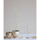 Faux Pearl, Acrylic Jewel & Metal Wire Tree with Glitter Base, Gold Finish