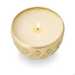 Winter White Radiant Pressed Metal Candle