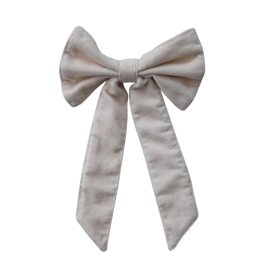 Cotton Velvet Clip-on Bow