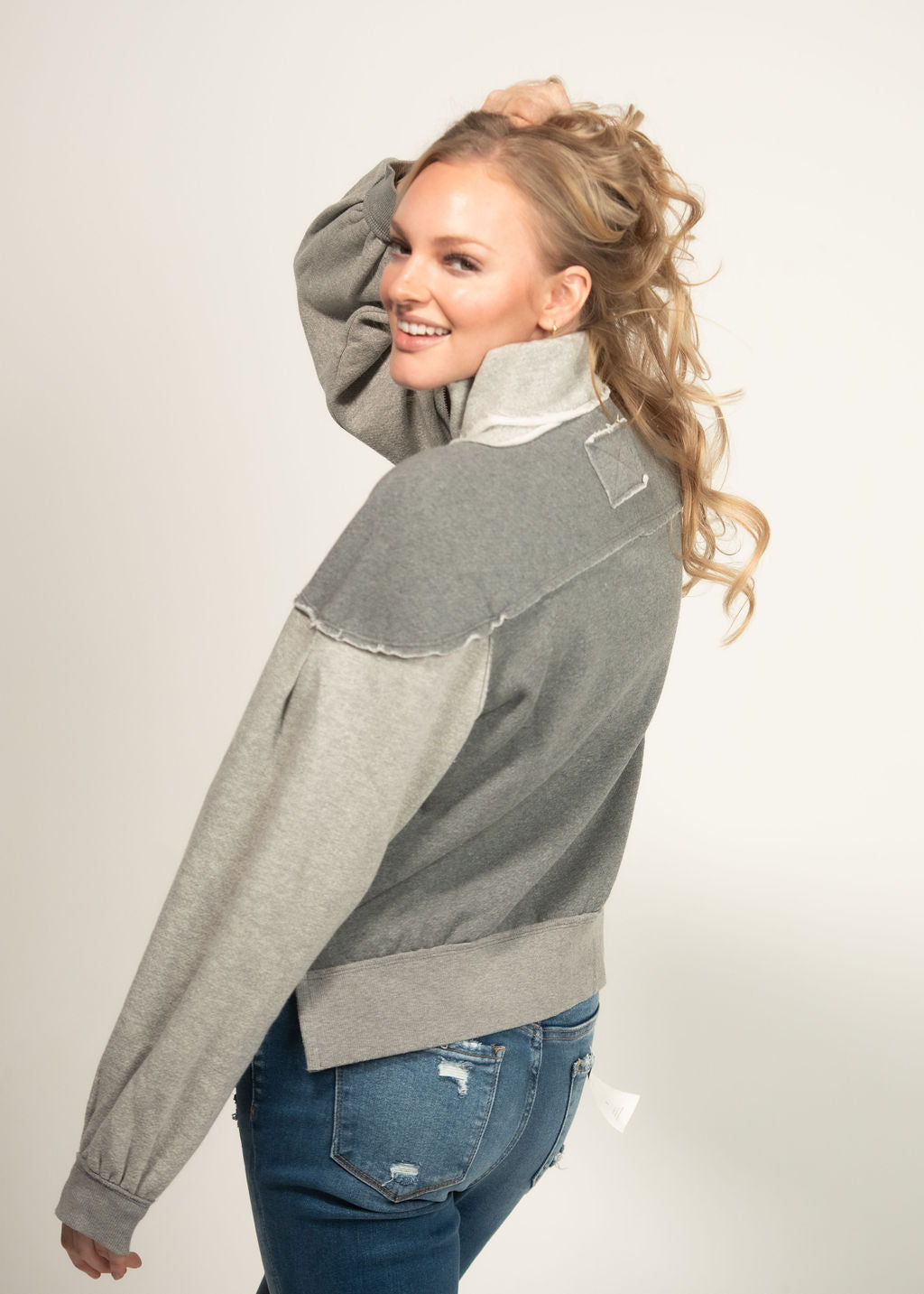 Free People Kassey Heather Grey Half Zip