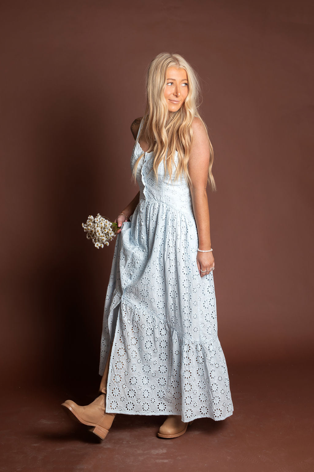 eyelet maxi dress Women's Selene Eyelet Maxi Dress | Bright White