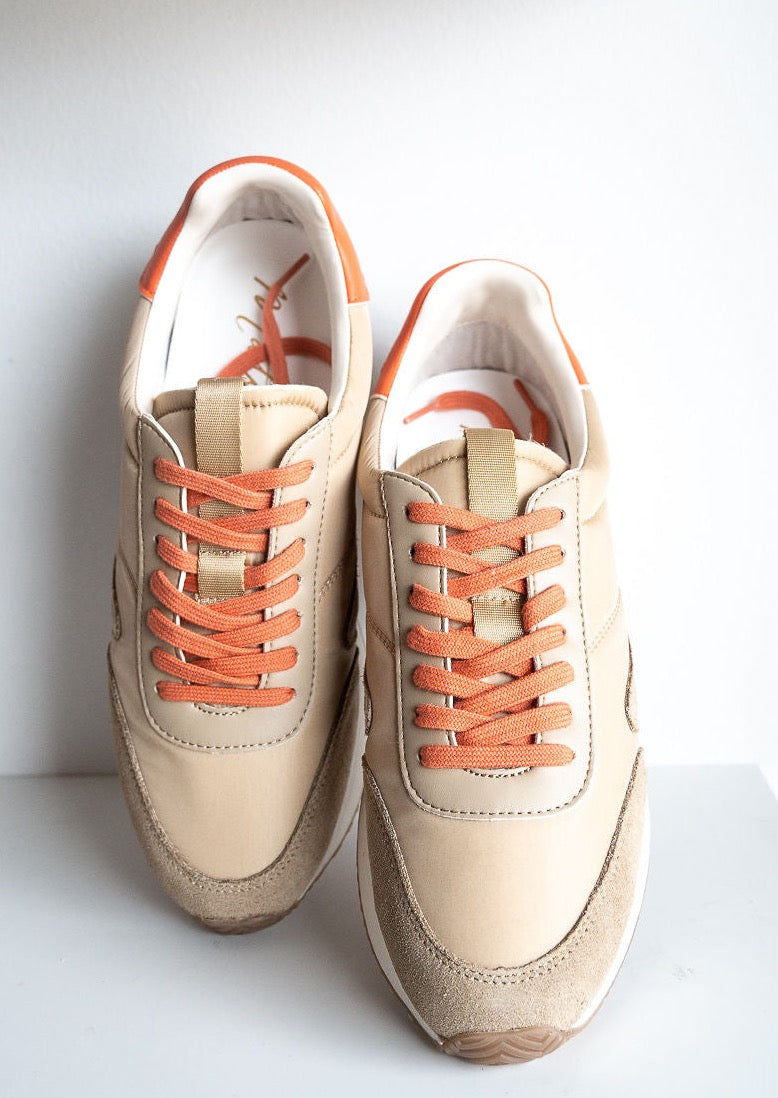 Farrah Natural and Orange Sneaker